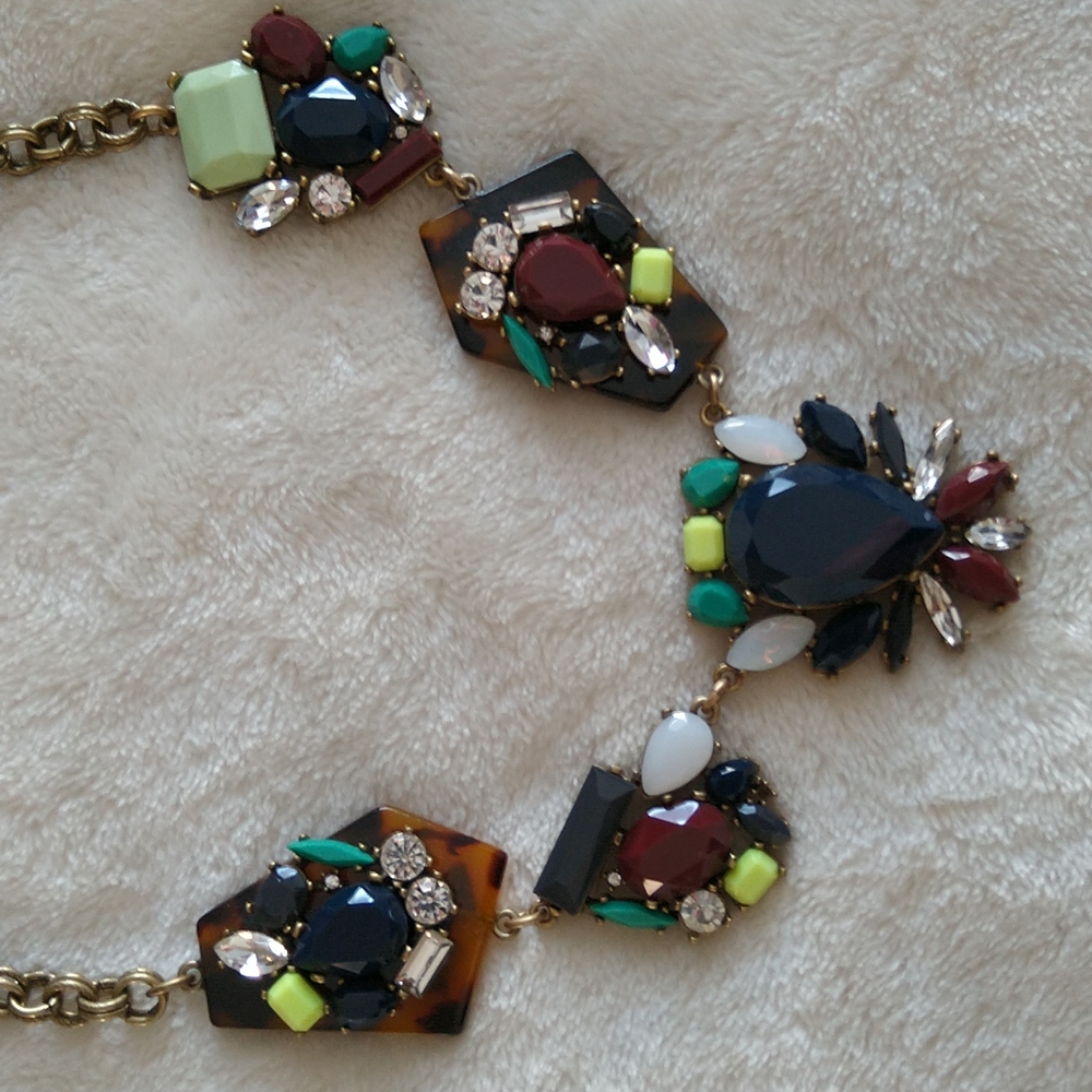 J. Crew necklace faux rhinestone tortoise shell statement necklace